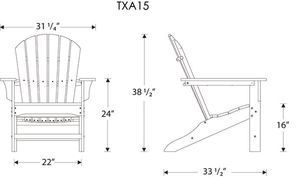 Trex Outdoor Furniture adirondack chair dimensions