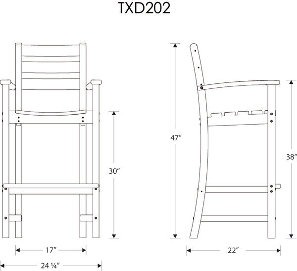 Trex Outdoor Furniture bar chair dimensions