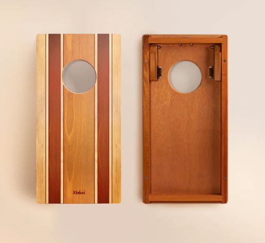 Compact Travel Cornhole Board Set - 1ft x 2ft Woody (Bags Included)