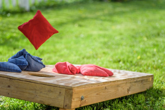 cornhole bags - red and blue