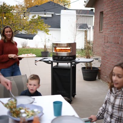 cooking pizza outside