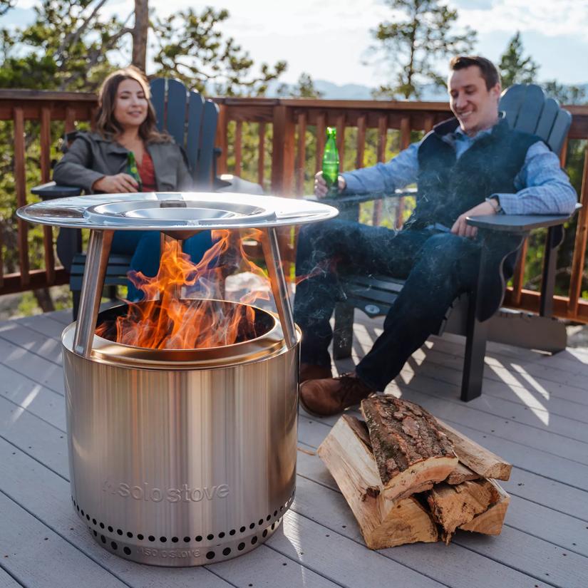 solo stove fire pit with heat deflector