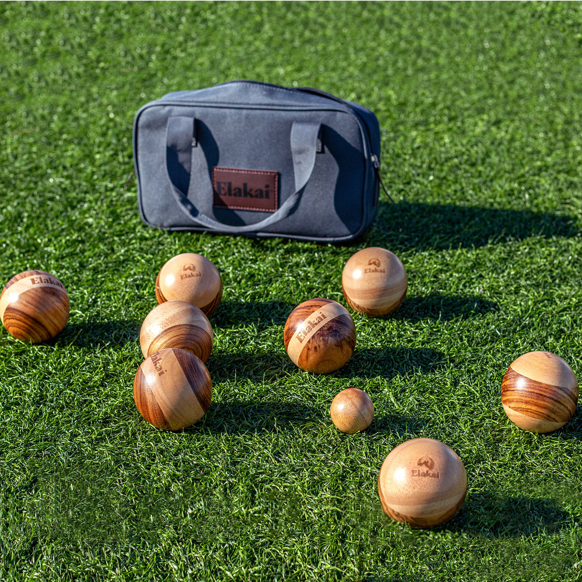 bocce ball set on grass