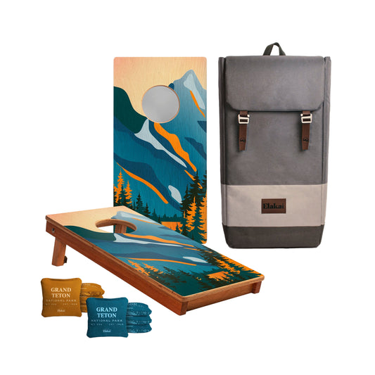 Grand Teton Cornhole Set- board, bags, and case