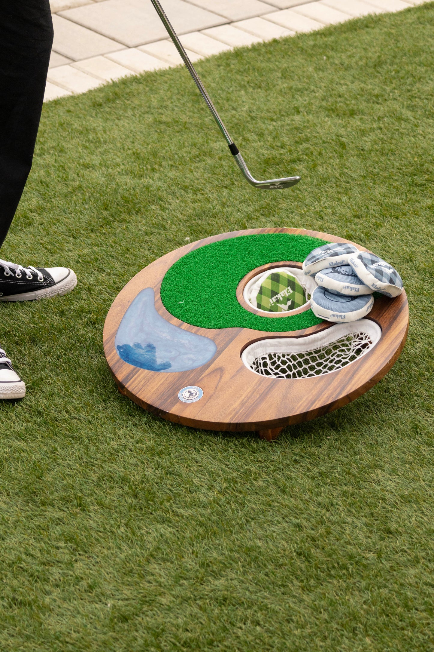Island Hole | Wood and Resin Cornhole x Golf Chipping Game