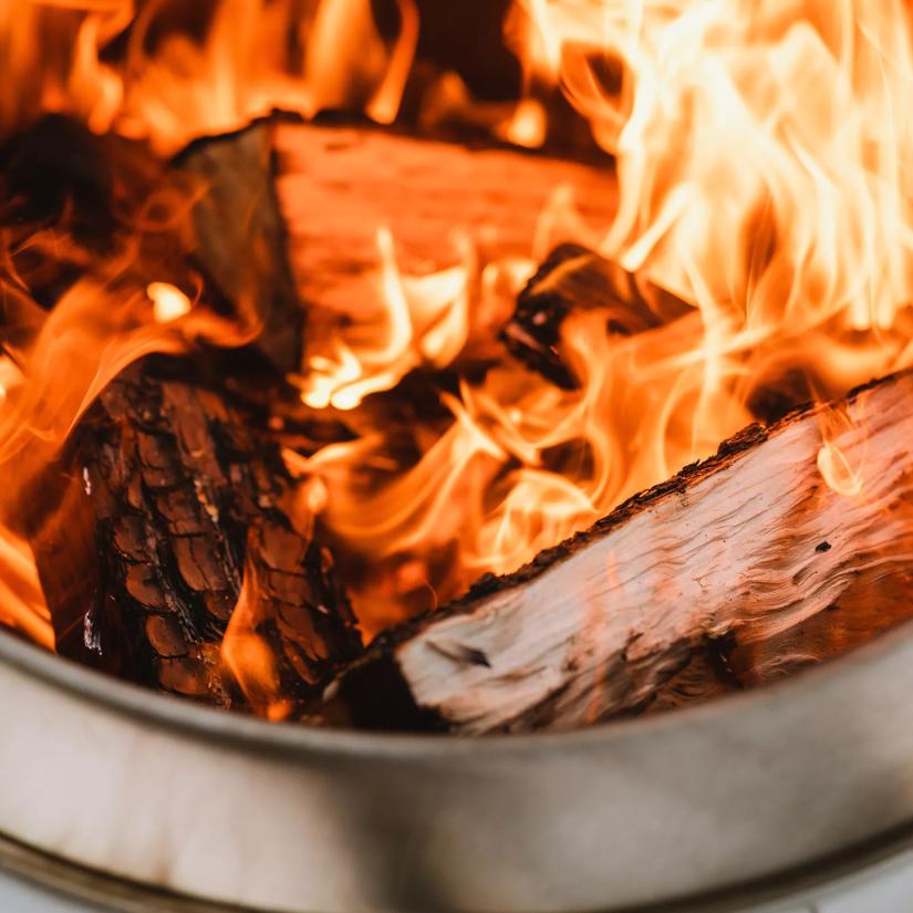 firepit burning wood