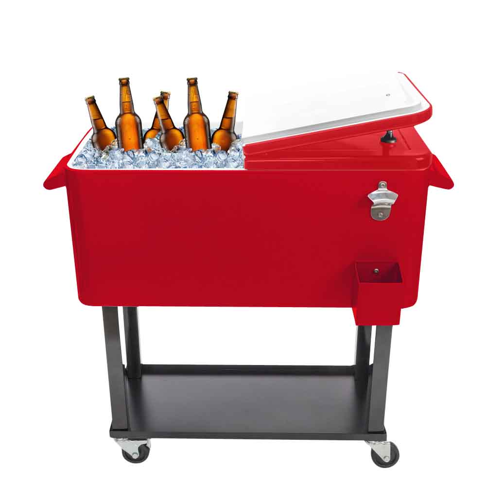 red rolling ice chest