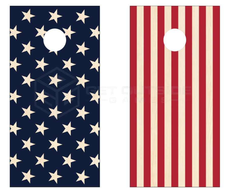 stars and stripes USA cornhole board